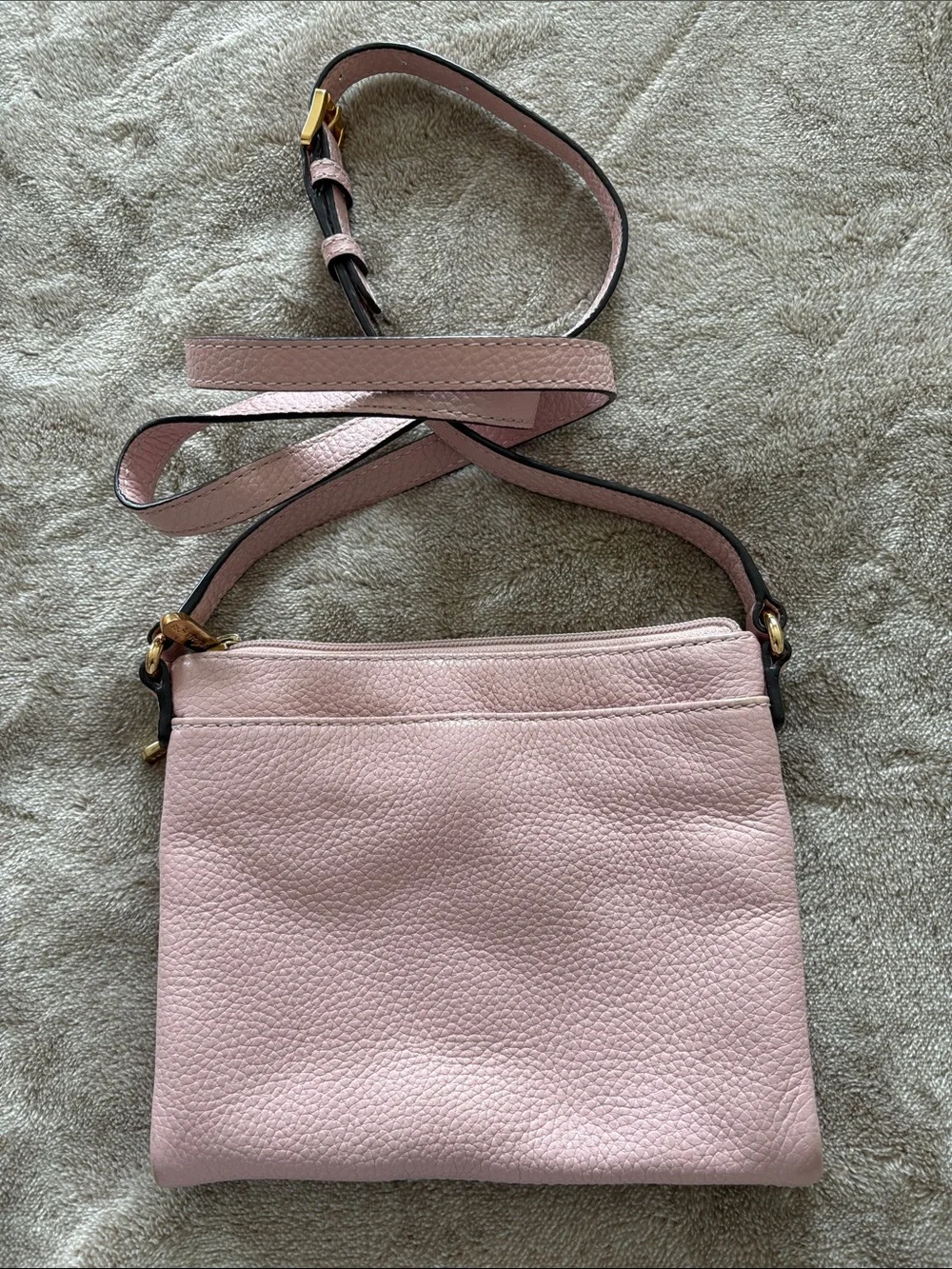 Michael Kors Blush Pebbled Leather Crossbody with Gold MK Emblem